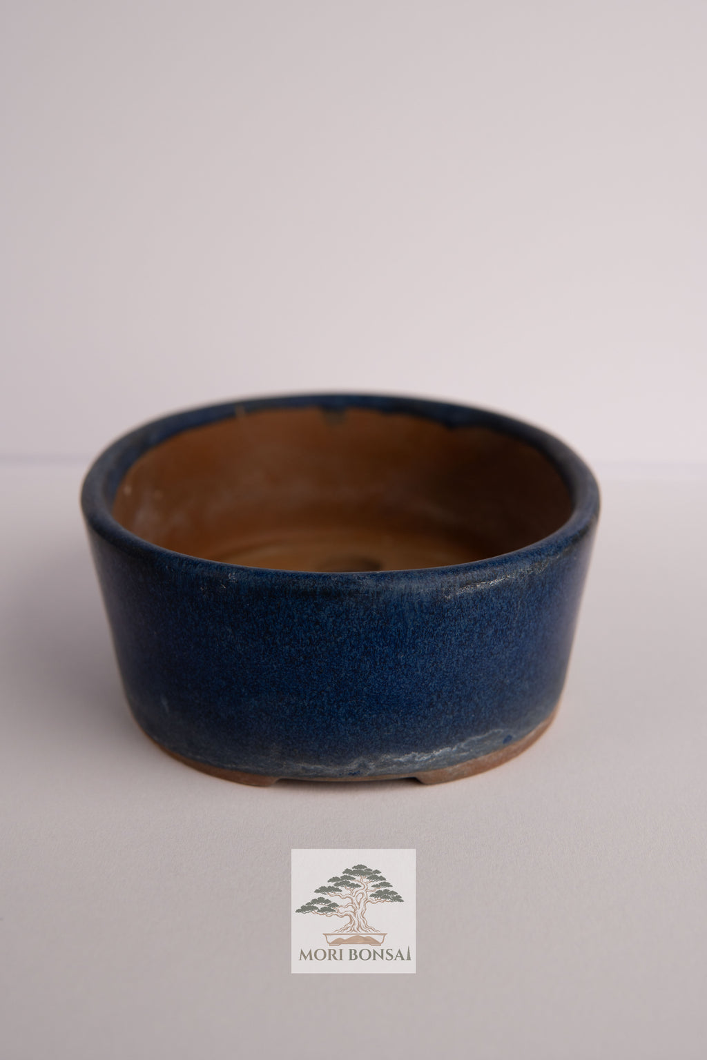 Aged Tokoname oval bonsai pot POT-TOKO-004 maker mark and twin drainage holes